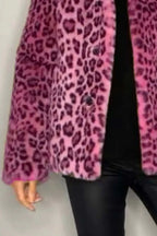 Full Size Leopard Furry Collared Neck Long Sleeve Coat (13)