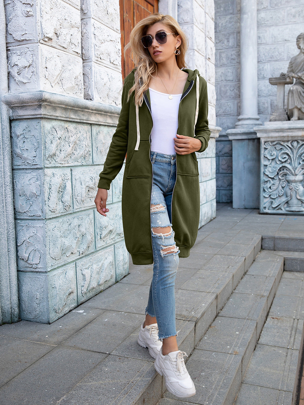 Zip-up Longline Hoodie Pockets (13)
