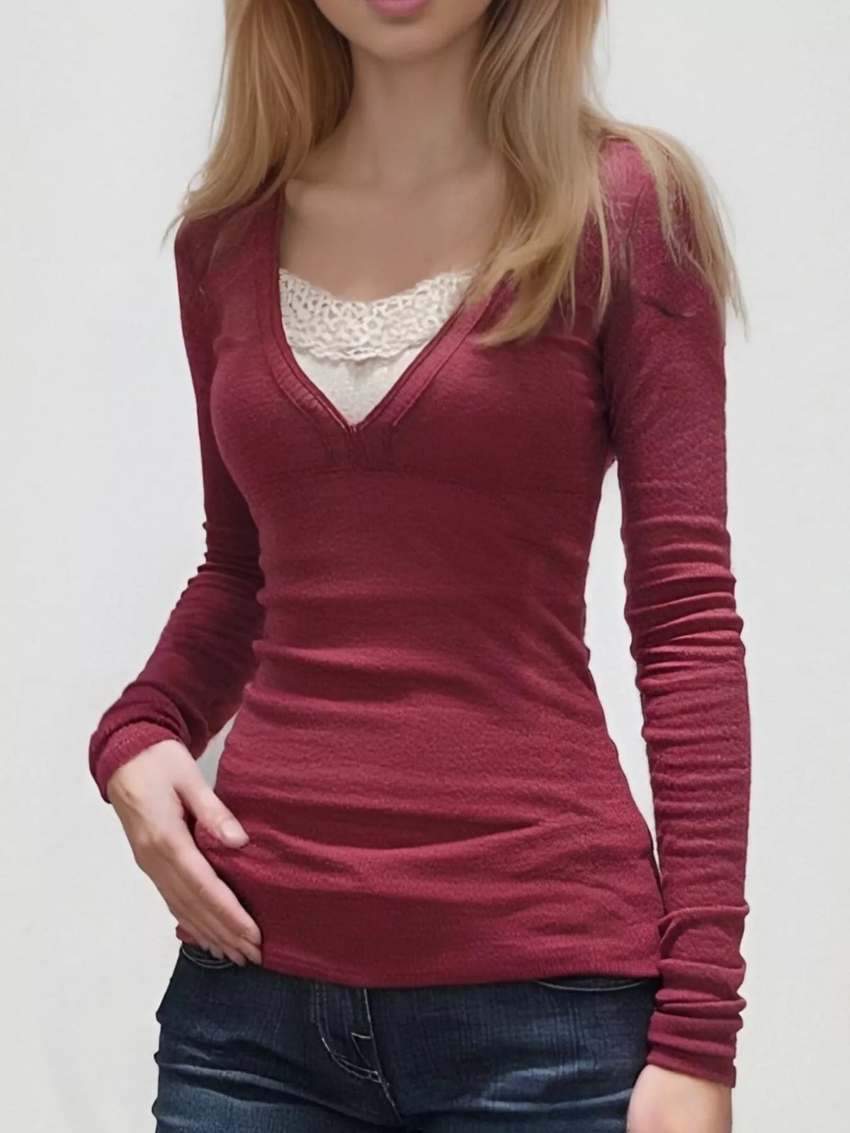 Long Sleeve T-shirt Lace Detail (2)