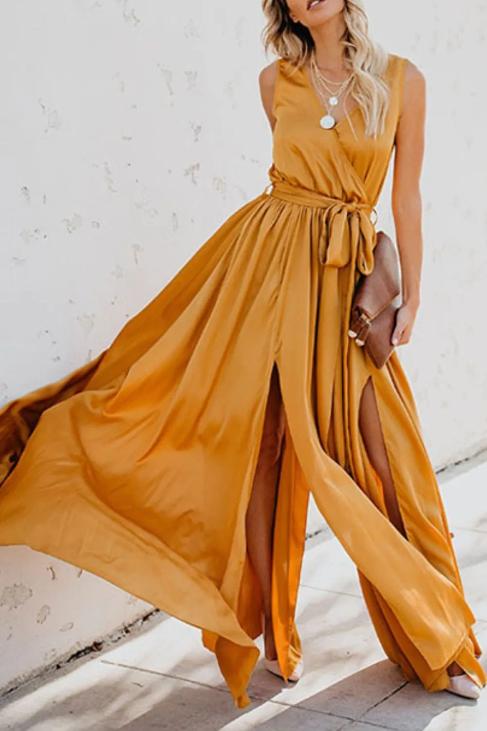 Surplice Tie Waist Maxi Dress (3)