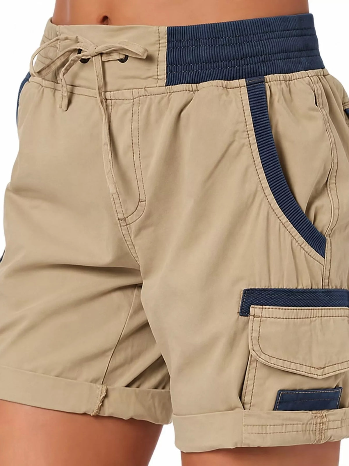 Full Size Drawstring Cargo Shorts Plus (63)