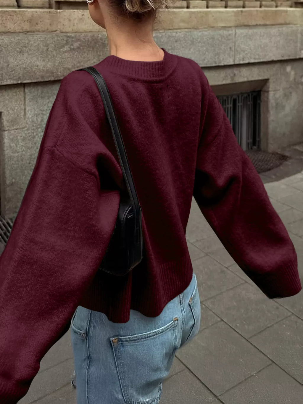 Ribbed Round Neck Dropped Shoulder Sweater (16)