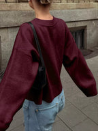 Ribbed Round Neck Dropped Shoulder Sweater (16)