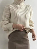 Oversized Turtleneck Ribbed Knit Sweater (10)