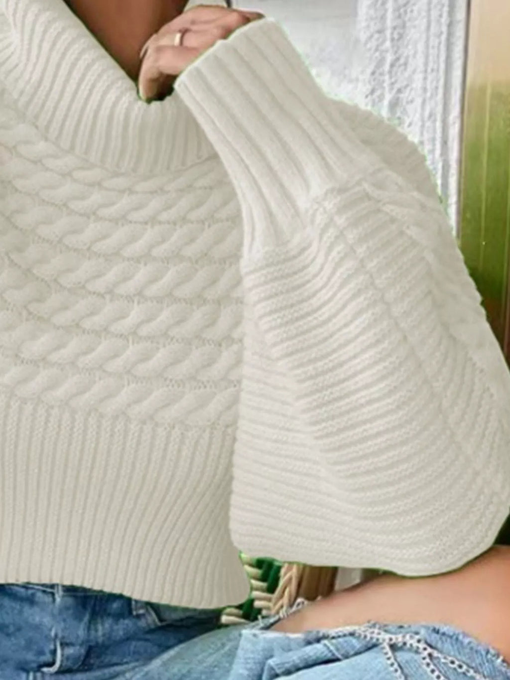 Textured Knit Turtleneck Long Sleeve Sweater (16)