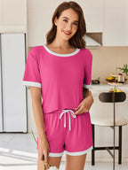 Ribbed Round Neck Top Shorts Set (2)