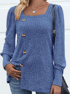 Decorative Button Square Neck Top (14)