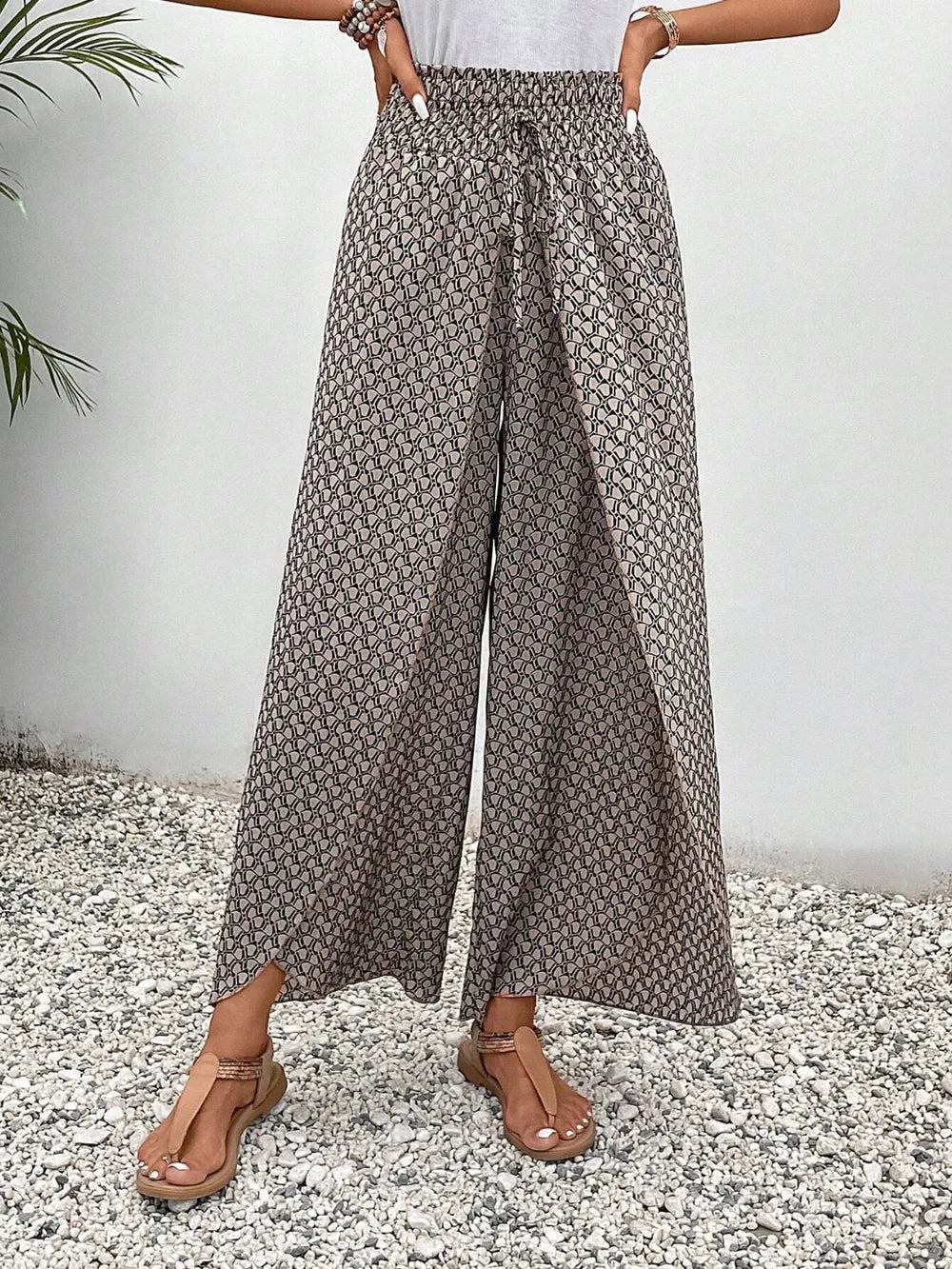 Tied Printed Wide Leg Pants (15)