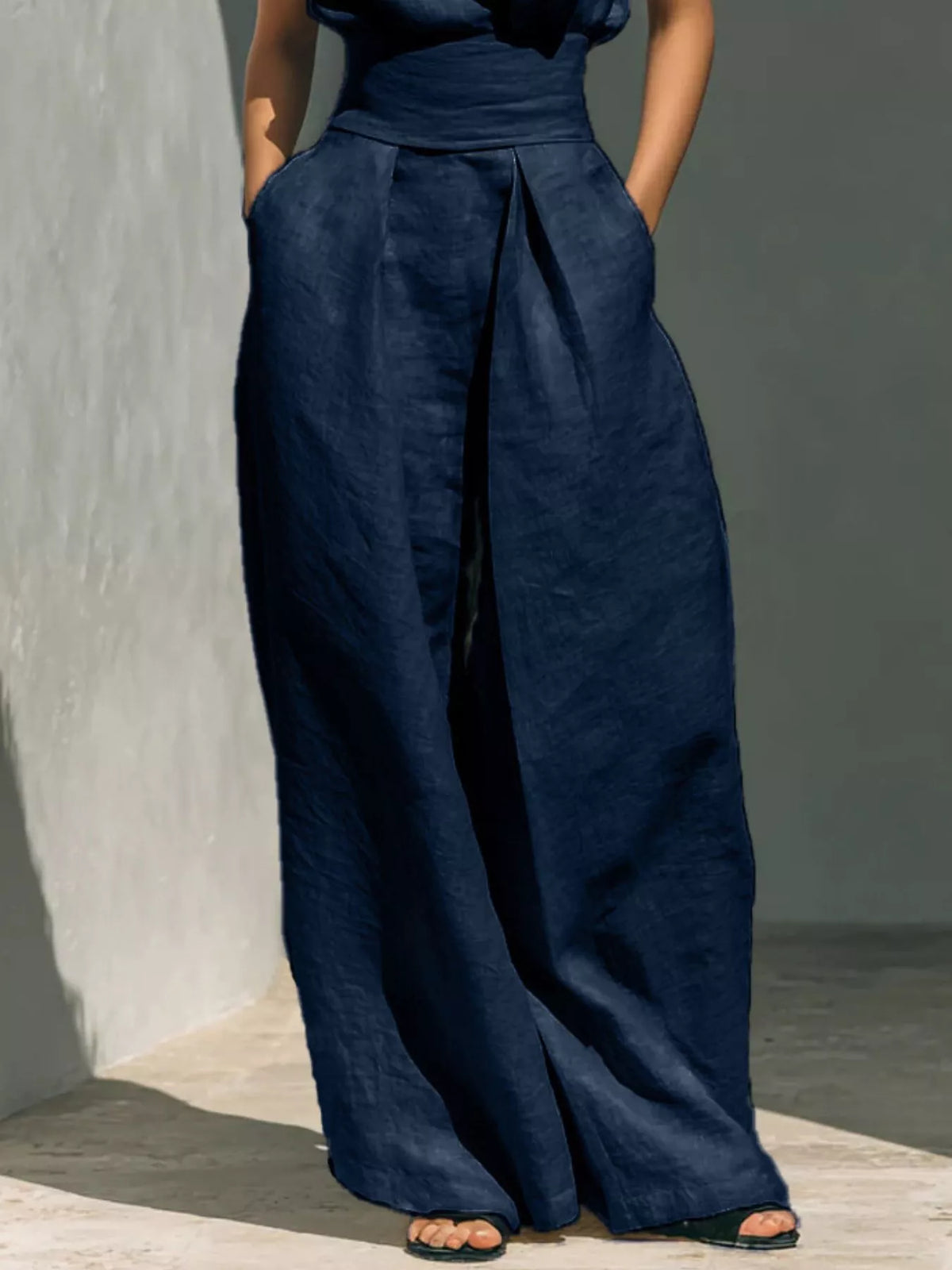 Full Size Turtleneck Sleeveless Top Wide Leg Pants Set Plus (12)