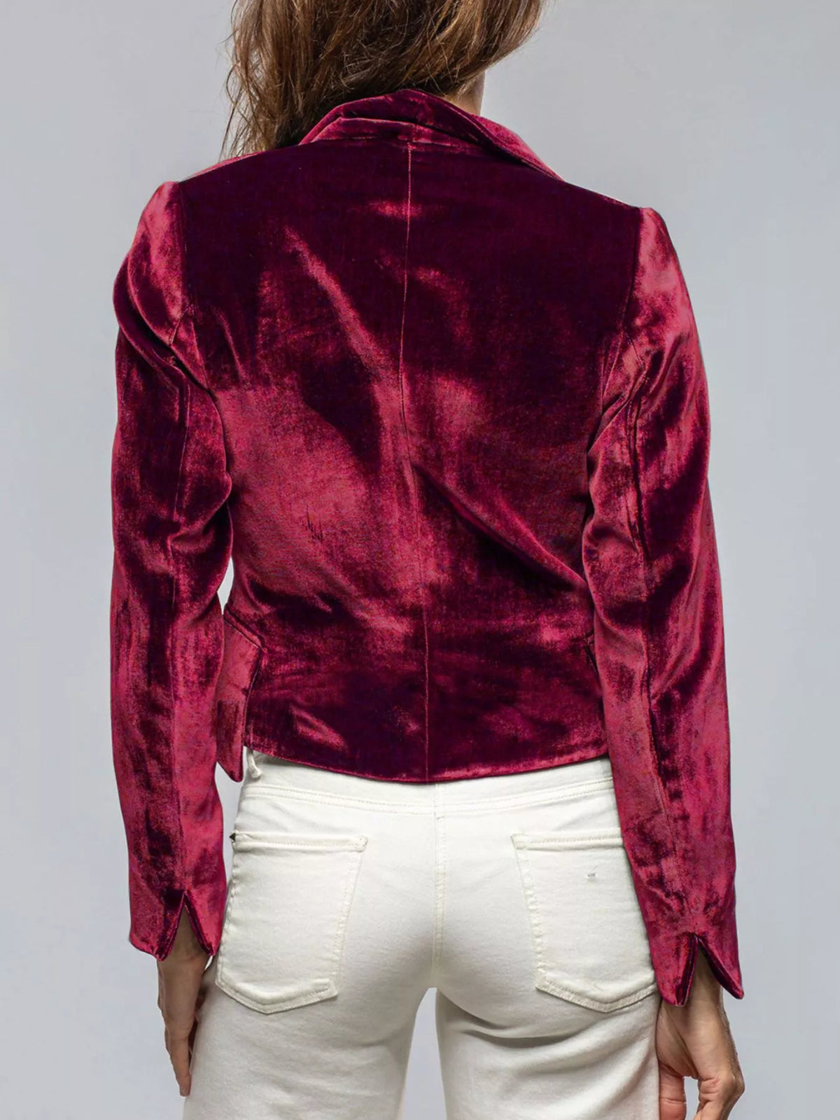 Velvet Lapel Collar One Button Blazer (9)