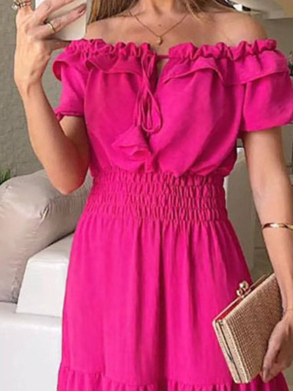 Off-shoulder Ruffled Tiered Maxi Dress (6)