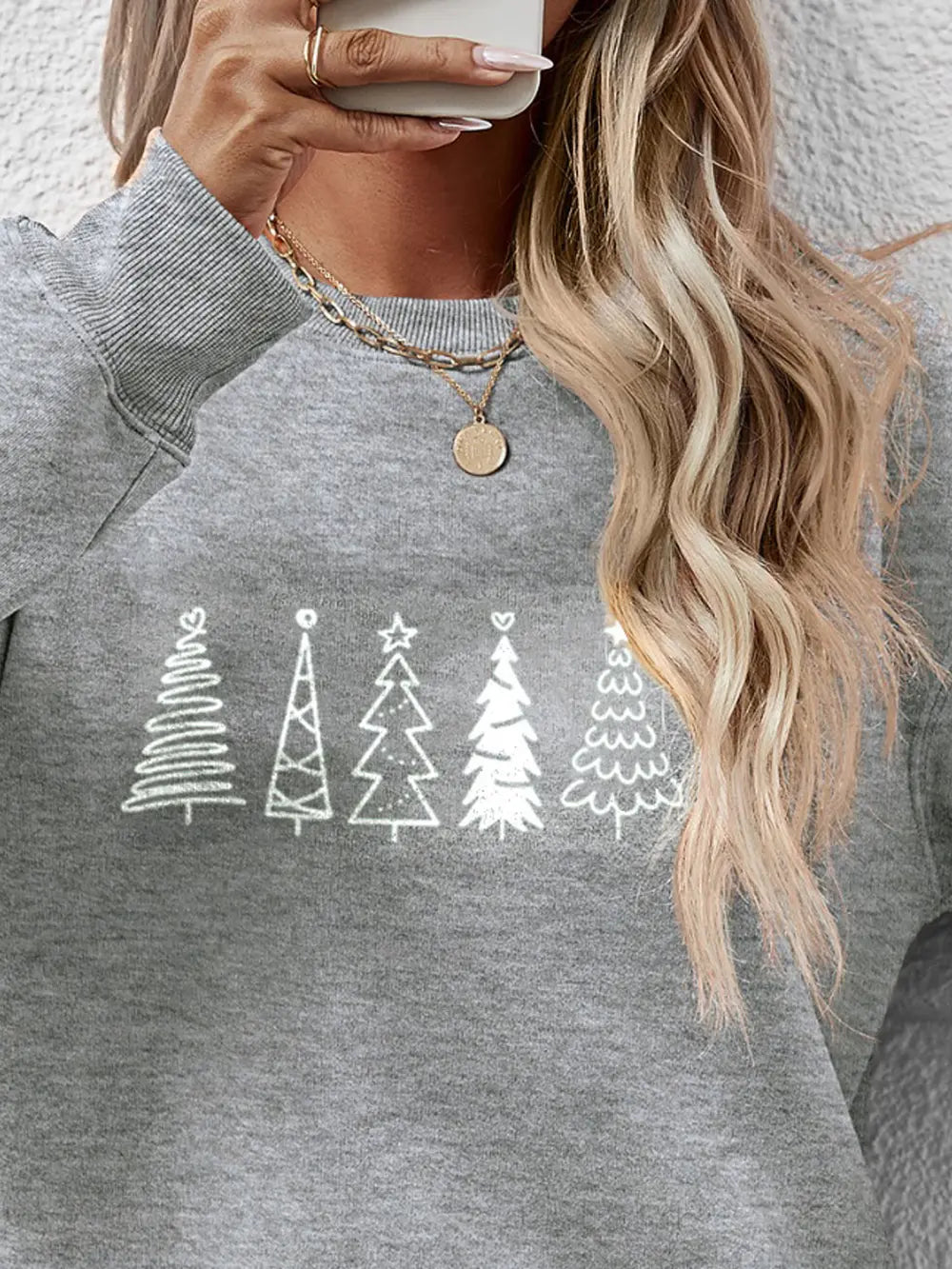 Christmas Tree Graphic Drop Shoulder Sweatshirt (5)