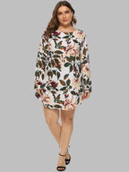 Full Size Floral Long Sleeve Mini Dress (4)