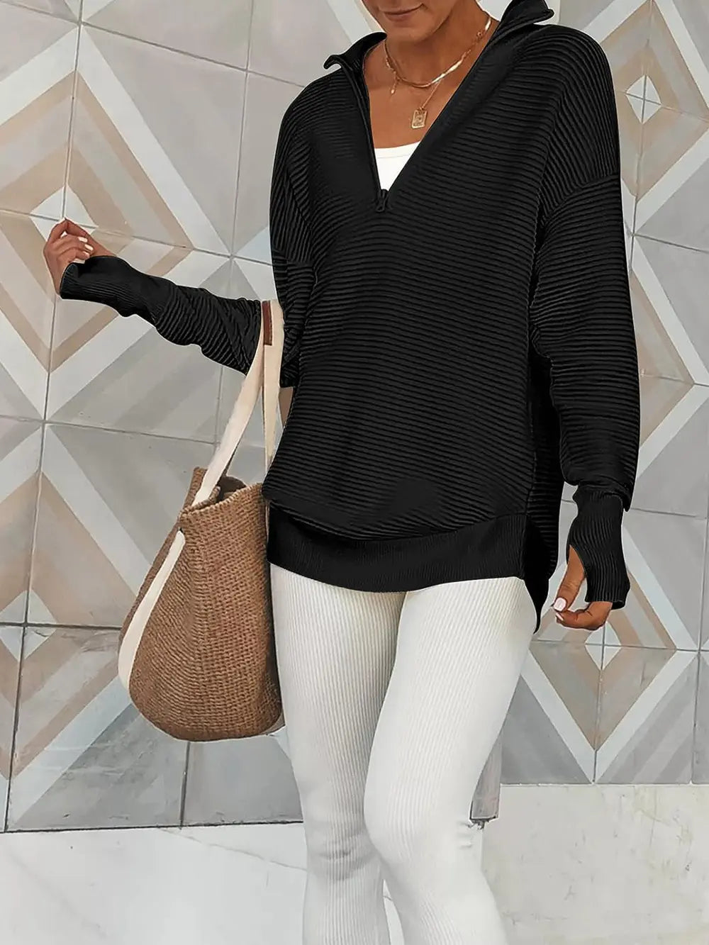 Half Zip Long Sleeve Knit Top (17)