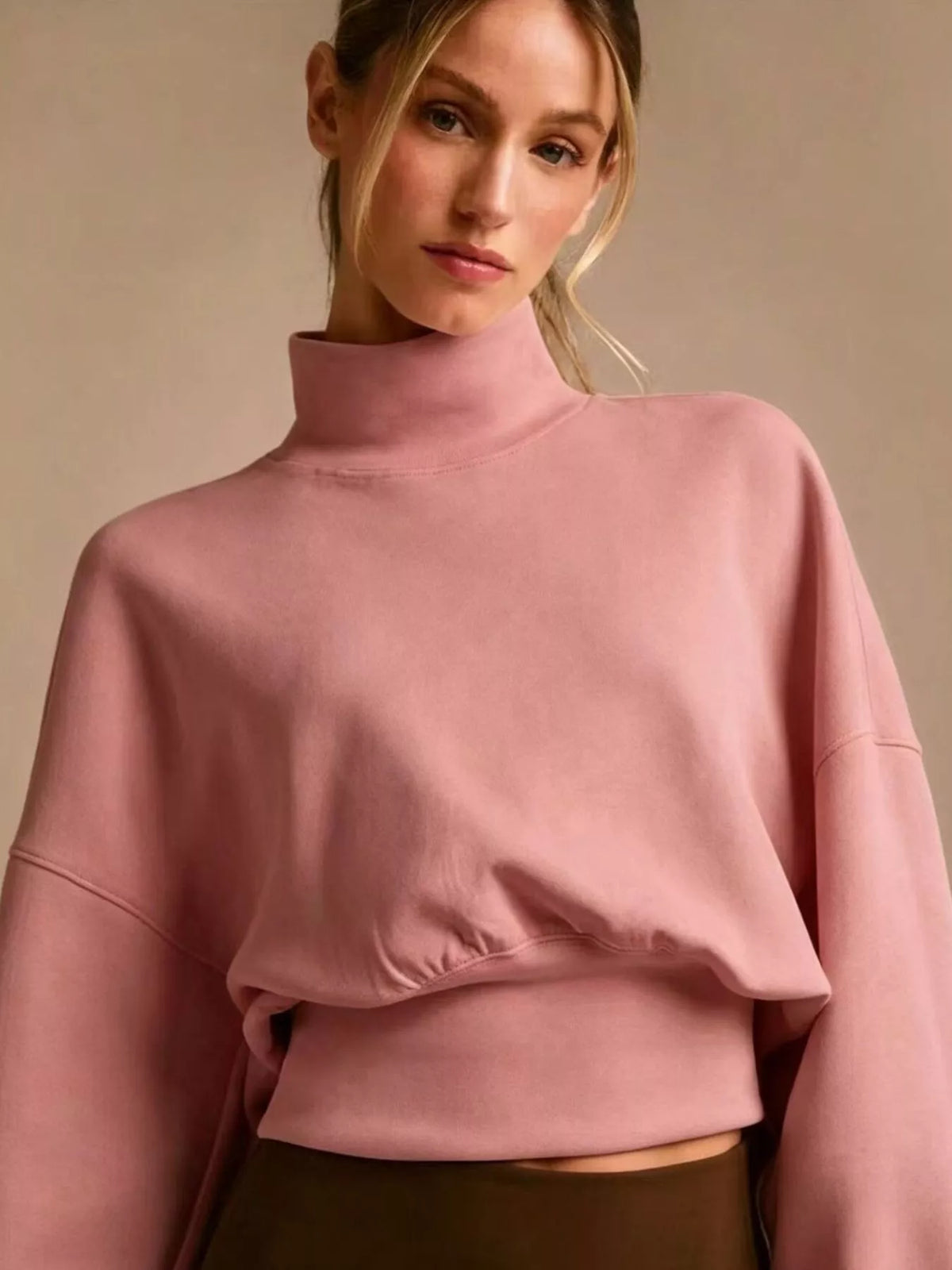 Turtleneck Dropped Shoulder Sweatshirt (10)