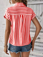 Striped Button-up Short Sleeve Shirt Pocket (6)