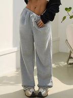 Casual Drawstring High Waist Wide Leg Sweatpants (4)