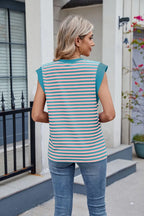 Contrast Striped Round Neck T-shirt (15)