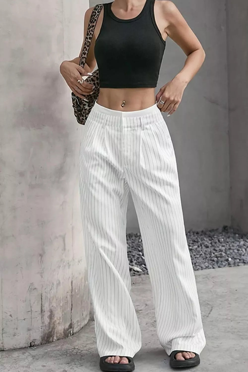 High-waisted Pinstripe Wide-leg Pants (10)
