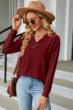 V-neck Long Sleeve T-shirt (17)
