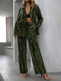 Lapel Collar Long Sleeve Blazer Pants Set