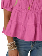 Ruched Tiered Puff Sleeve Blouse (30)