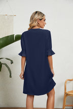 Notched Neck Flounce Sleeve Dress (19)
