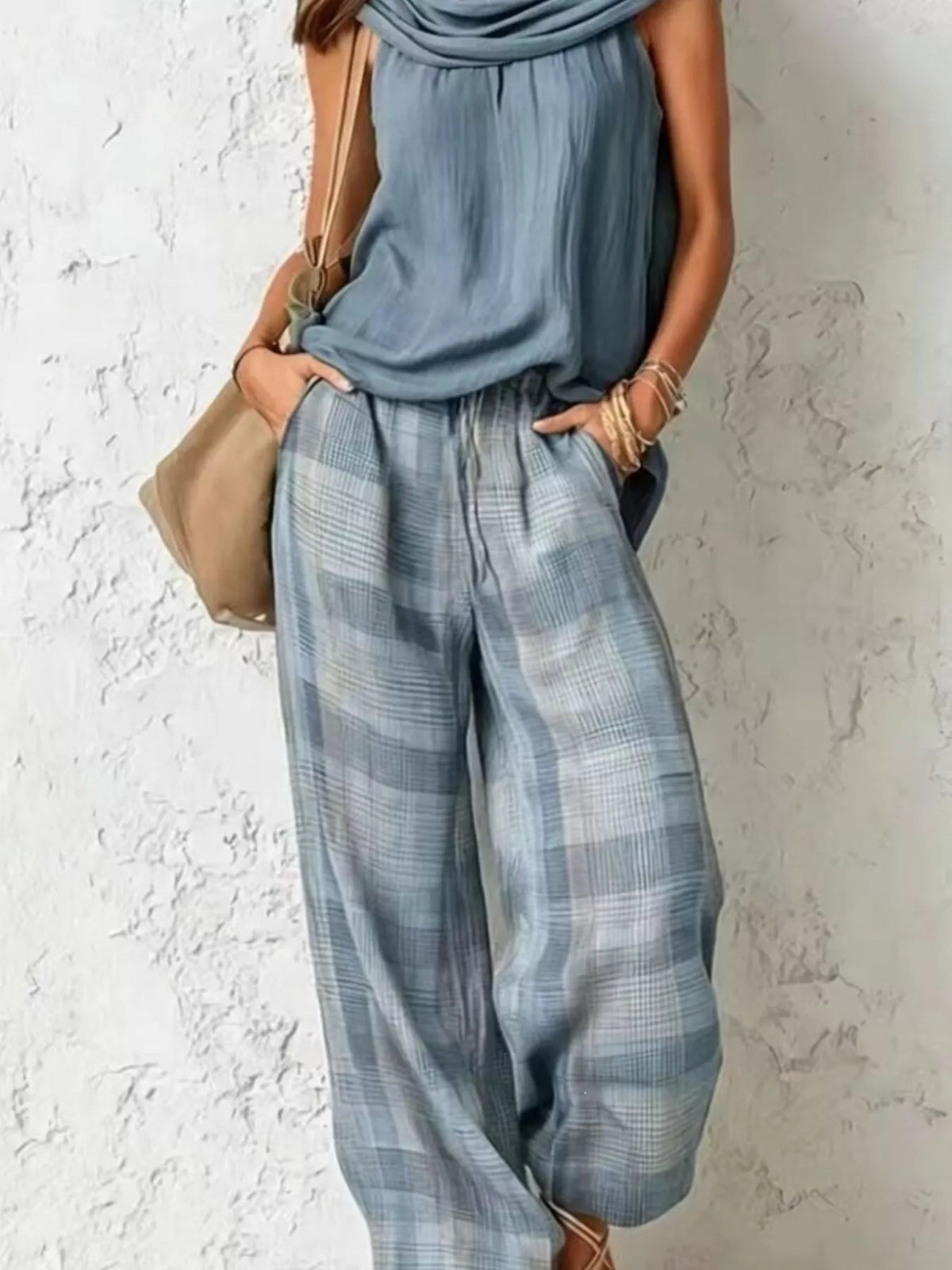 Plaid Wide-leg Two-piece Set (14)