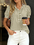 Frill Striped Puff Sleeve Blouse (18)