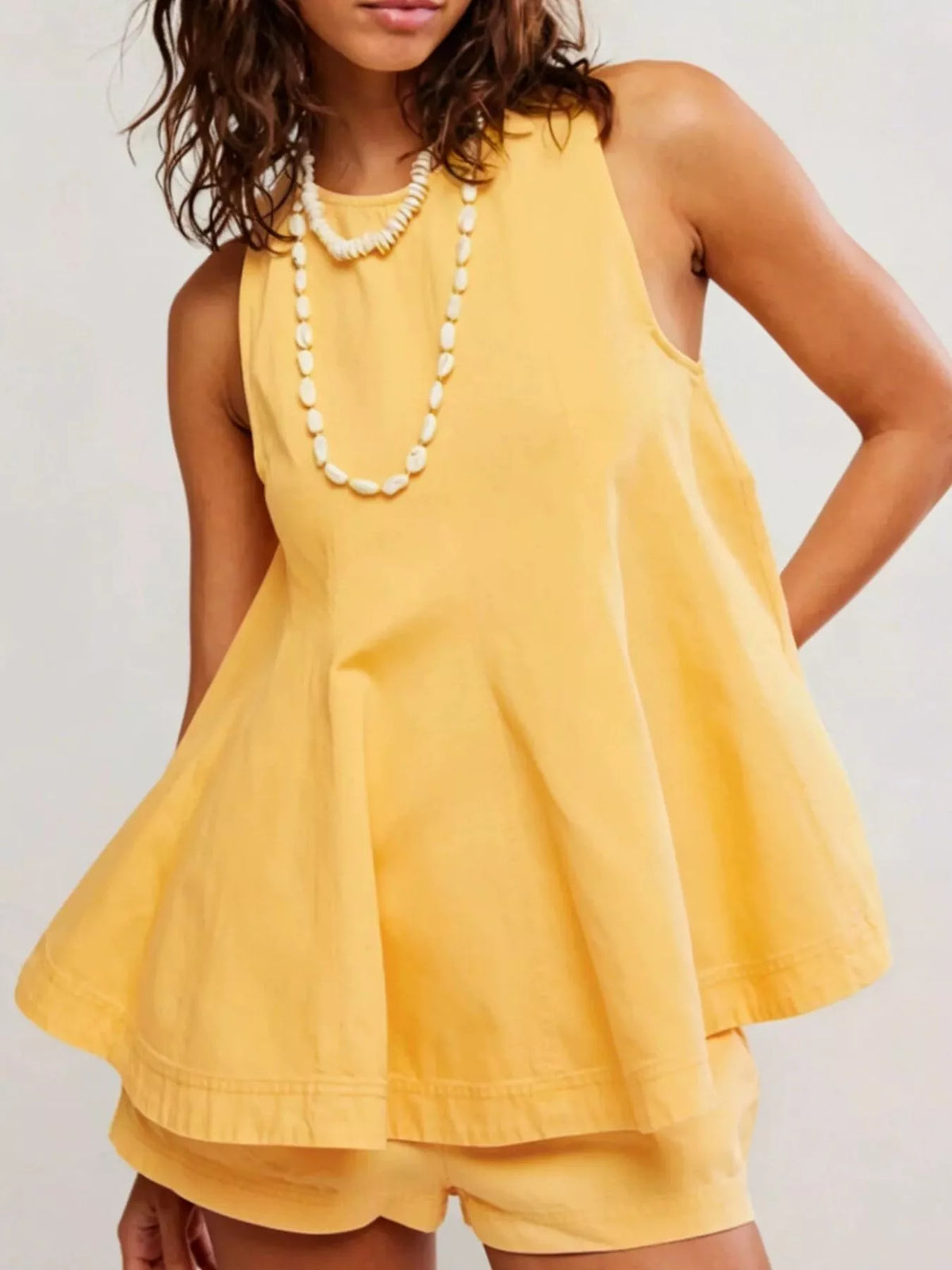Sleeveless Top Shorts Denim Set (4)