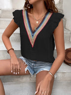 Ruffled V-neck Cap Sleeve Blouse (12)