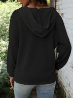 Full Size Button Detail Waffle Knit Hoodie Plus (5)