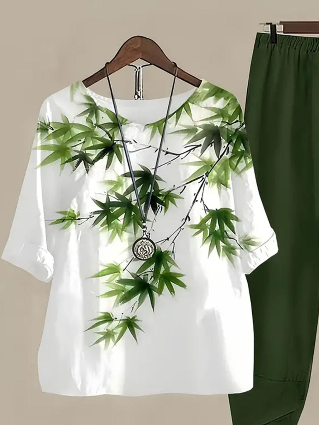 Printed Half Sleeve Top Pants Set (21)