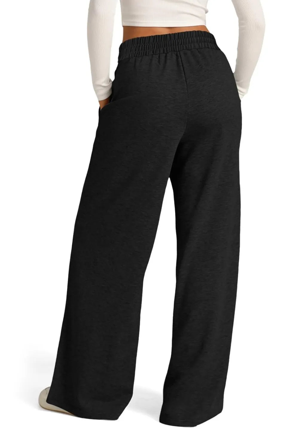 Drawstring Elastic Waist Wide Leg Pants (23)