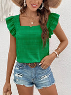 Ruffled Square Neck Cap Sleeve Blouse (3)