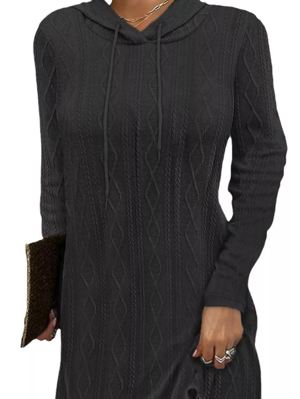 Casual Long Sleeve Hooded Knit Dress (11)