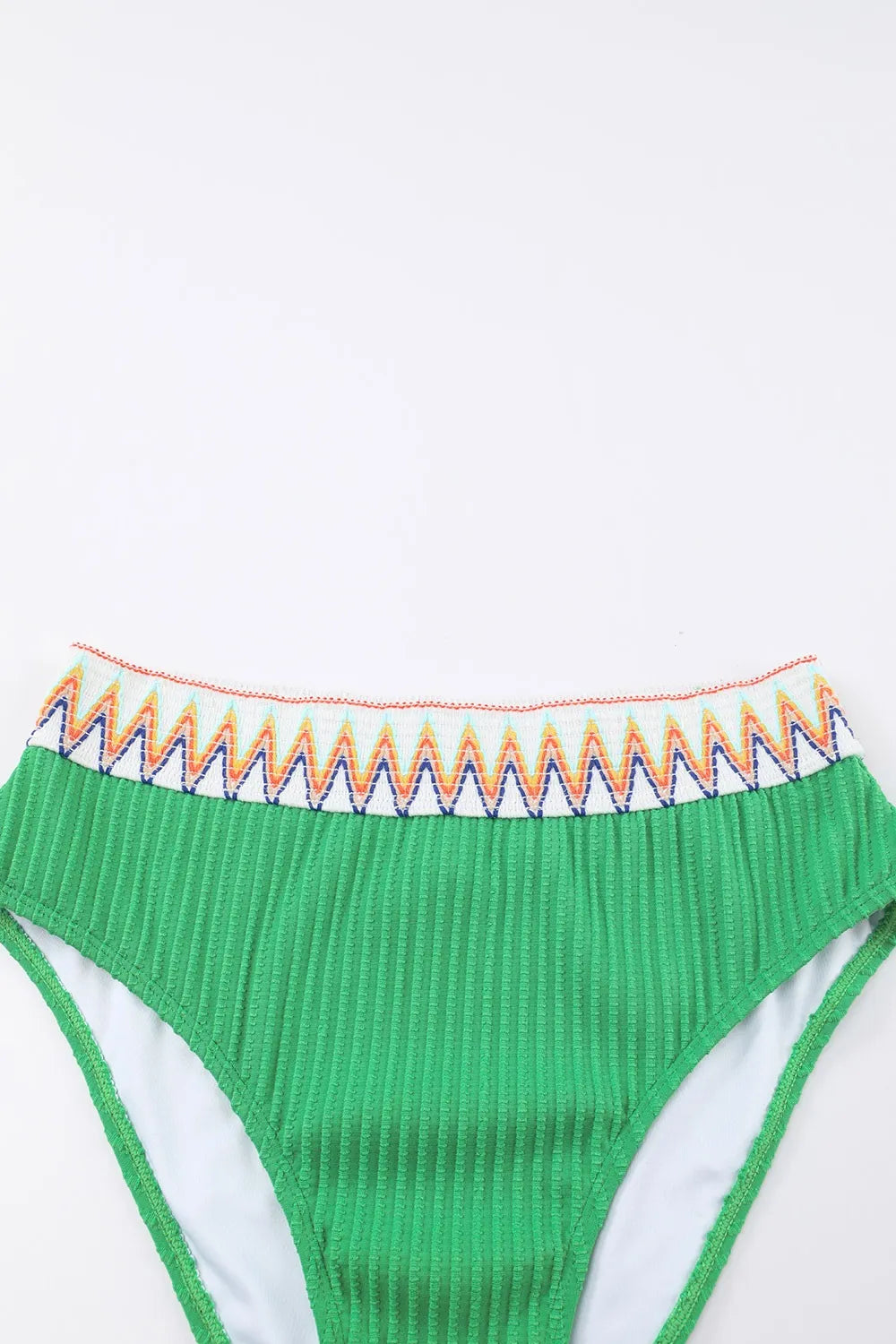 Textured Contrast Banding Bikini High Waist 2pcs Swimsuit (10)