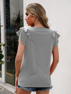 Ruffled Round Neck Cap Sleeve T-shirt (8)