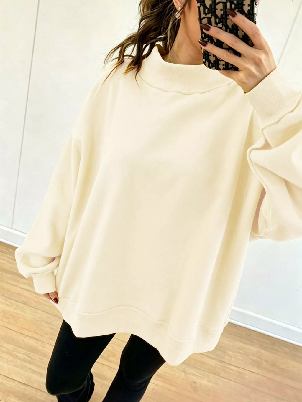 Mock Neck Dropped Shoulder Sweatshirt (20)