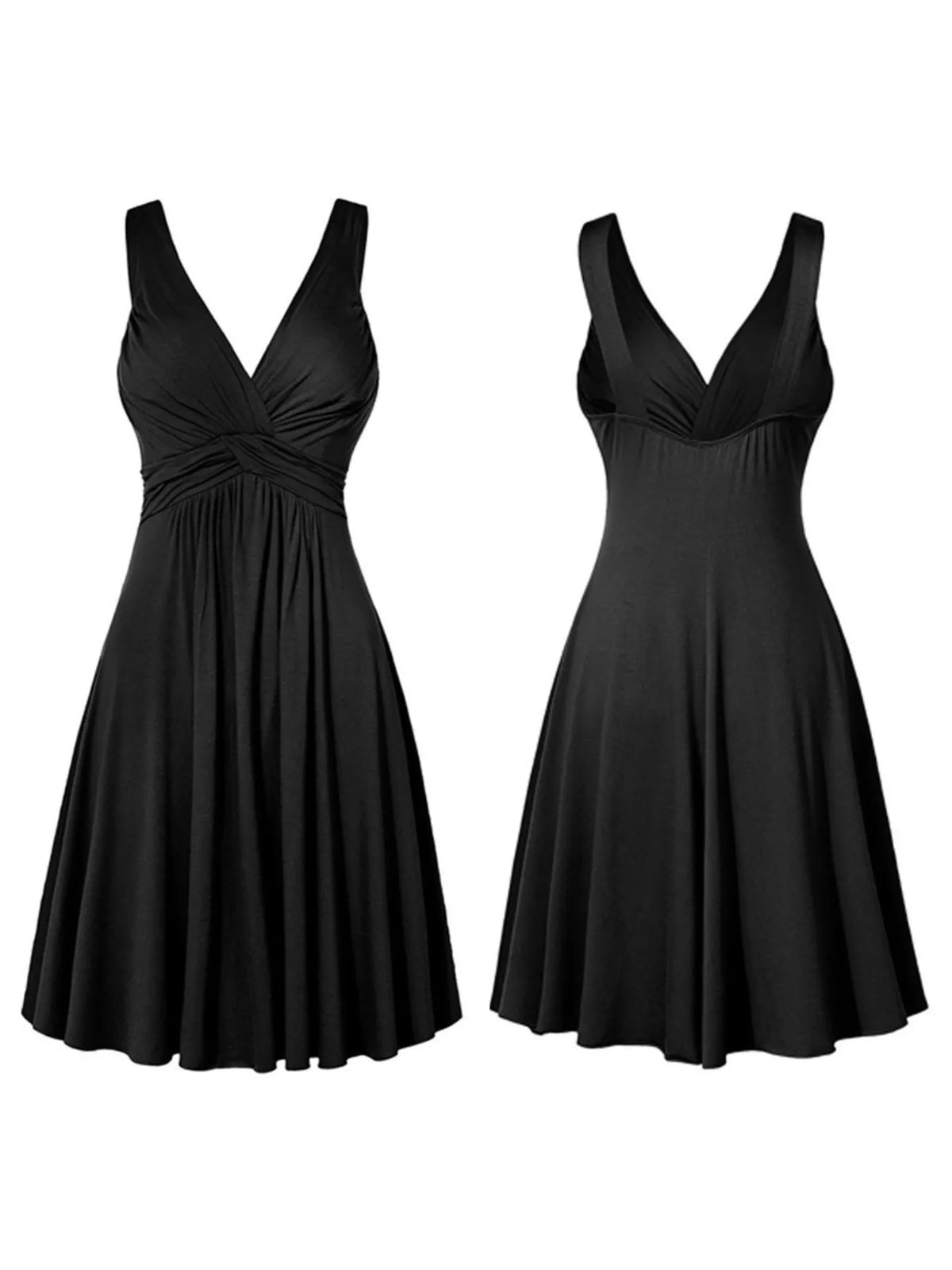 Full Size Twisted Sleeveless Ruched Waist A-line Dress Plus (8)