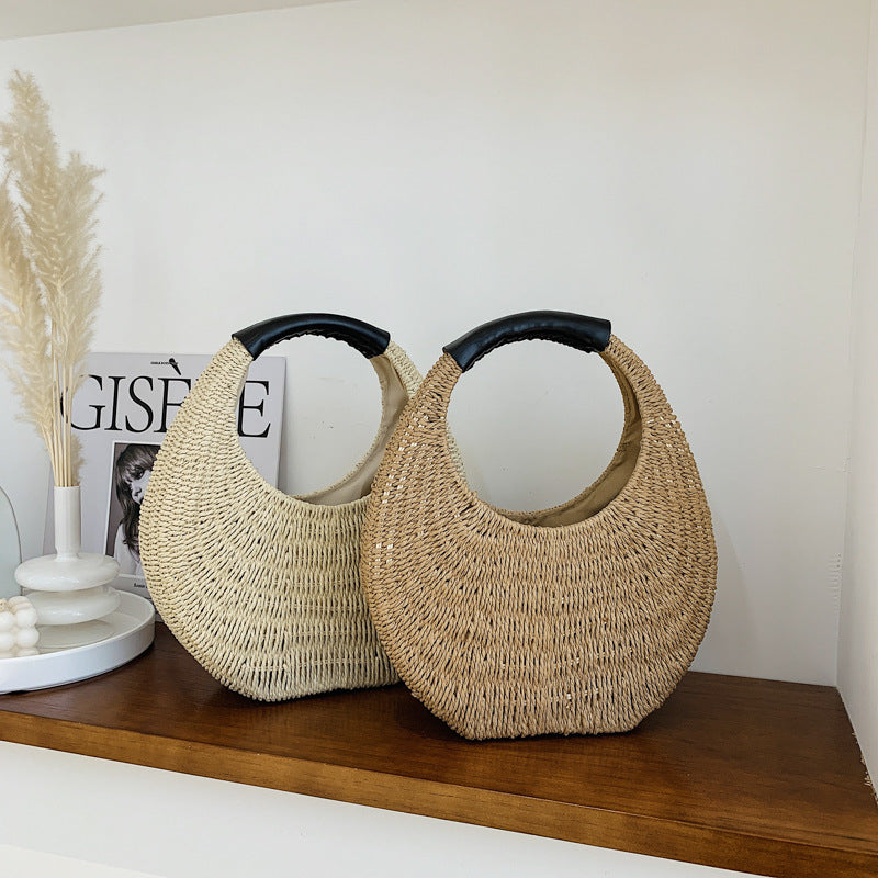Oval Simple Rattan Moon Handbag photo 4