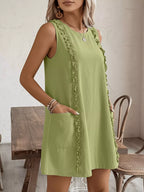 Frill Sleeveless Round Neck Dress (2)