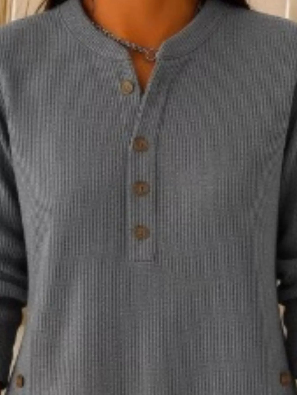 Full Size Button Detail Corduroy Top Plus (32)