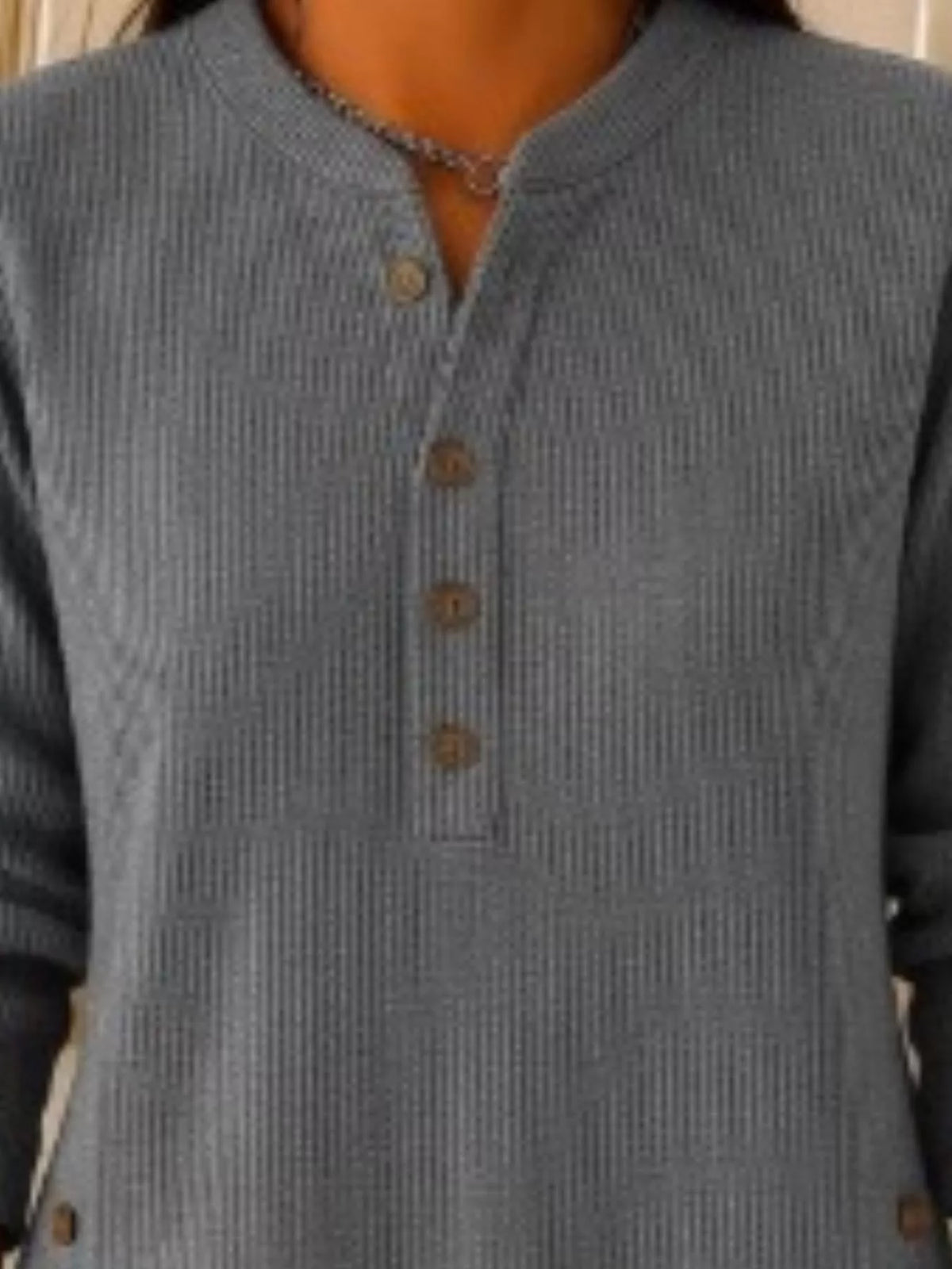 Full Size Button Detail Corduroy Top Plus (32)