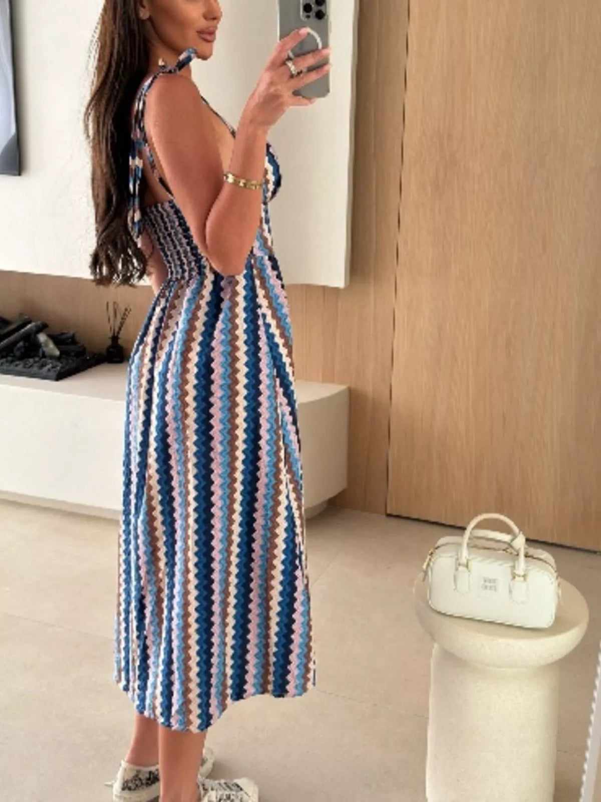 Printed Tie-strap Midi Dress (32)