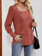 Ribbed Knit Slit Long Sleeve T-shirt (3)