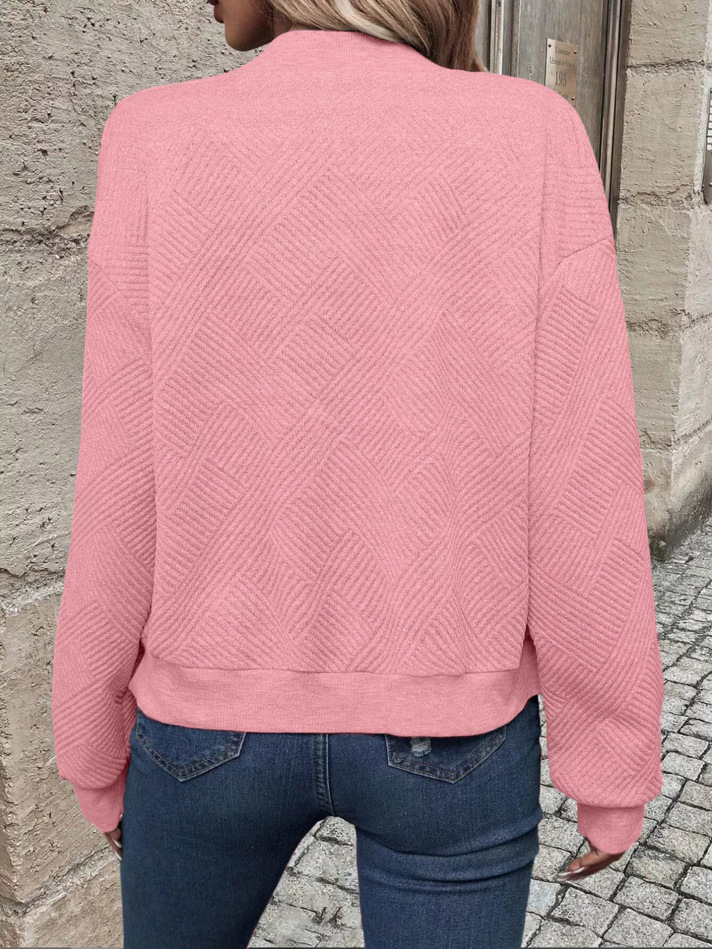 Zip-up Textured Long Sleeve Jacket (35)