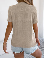 Button Up Short Sleeve Knit Cardigan (15)