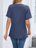 Casual V-neck Short Sleeve T-shirt (26)