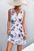 Printed Zip Detail Belted Sleeveless Dress (14)